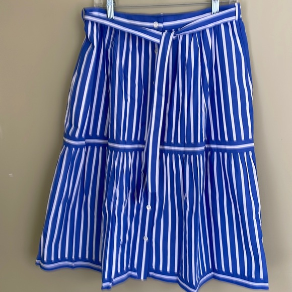 J. Crew Button-Front Striped Belted Skirt in Blue Nautical - Picture 4 of 12